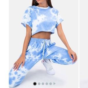 Adika blue tie dye sweatsuit set